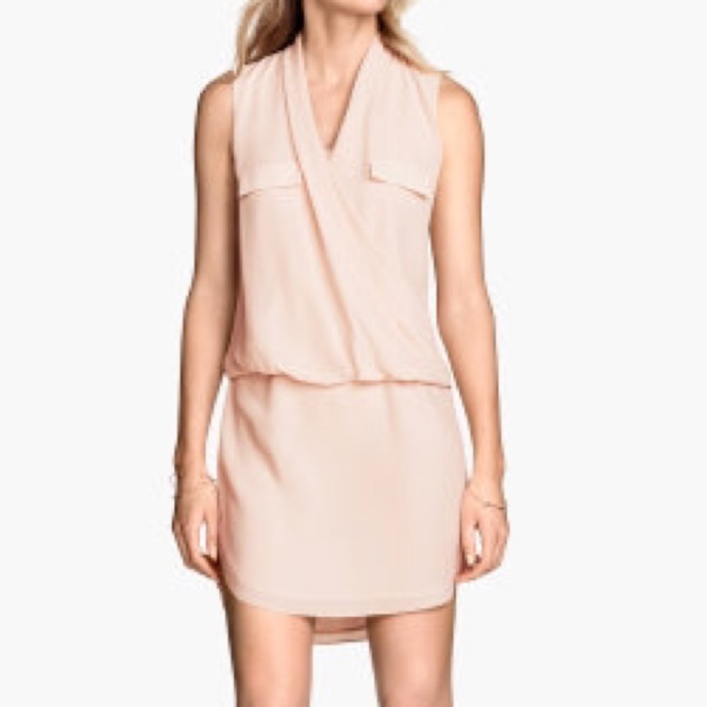H & M draped powder pink dress size 8